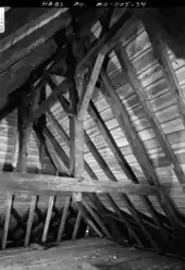 Norman truss components in the attic