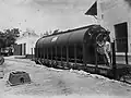 Freight wagons with large boilers for storage or transportation of liquids from De Bromo machine shops (now PT.Bosto)