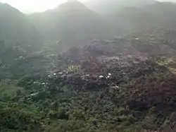 A view of Shara'b as-Salam from Malat mount shows ‘Unshūq village