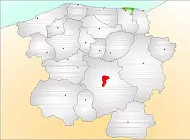 Map showing Abana District (green) in Kastamonu Province