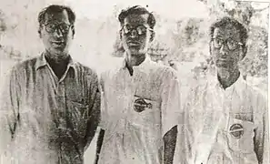 Abdul Halim, Saroj Mukherjee, Muzaffar Ahmed (From left to right) at Chandarnagore