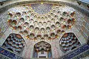 Muqarnas in the entrance portal of the Madrasa of 'Abd al-'Aziz in Bukhara (17th century, Khanate of Bukhara)