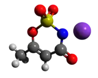 Ball-and-stick model of acesulfame potassium