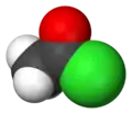 Space-filling model of acetyl chloride