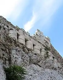 Column drums of the Older Parthenon, reused in the North wall of the Acropolis, by Themistocles