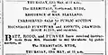 Advertisement in the Sydney Morning Herald in 1887 for the sale of furniture from the Hermitage placed by Ellen Blaxland.