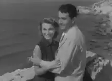 Still from the film. Maria Grazia Francia and Giorgio de Lullo embrace in a scene.