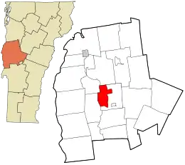 Location in Addison County and the state of Vermont.