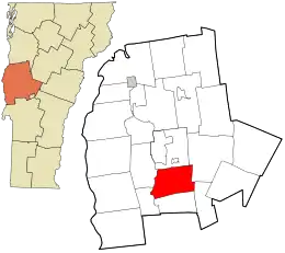 Location in Addison County and the state of Vermont.