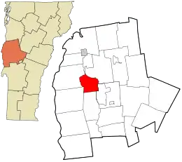 Location in Addison County and the state of Vermont.