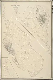 Chart of Makogai and Wakaya, two of the Fiji Islands surveyed by Denham in Herald