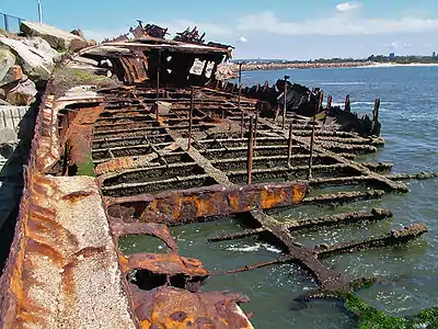 The wreck of the Adolphe on Stockton breakwall