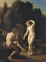 Een dansende nymf op het fluitspel van een herder (A nymph dancing before a shepherd playing a flute)