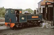 No. 7 Owain Glyndwr in BR blue steaming in front of Aberystwyth engine shed