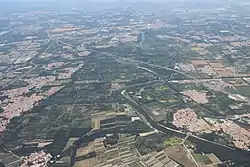 Aerial view of Northern Canal and Xiji Town