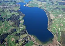 Aerial view of Waginger See from the southeast