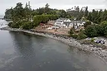 Aerial photograph of Sooke Harbour House under renovation taken in 2021