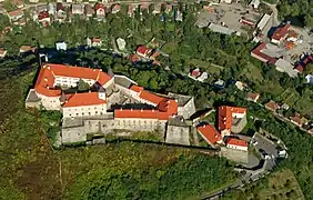 Aerial view of Palanok castle