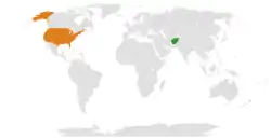 Map indicating locations of Islamic Republic of Afghanistan and United States