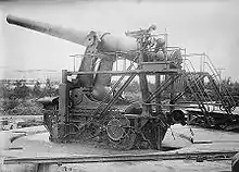 Aiming a 14-inch gun at the Sandy Hook Proving Ground