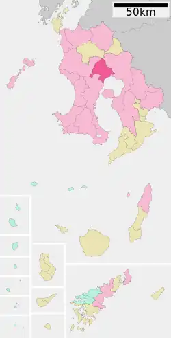 Location of Aira in Kagoshima Prefecture