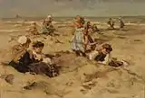 Johannes Akkeringa: Kinderen aan het strand.