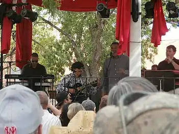 Al Hurricane and Al Hurricane Jr. performing New Mexico music at a fiesta in Old Town Albuquerque (2014)