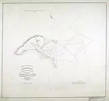 ‘Trigonometrical plan of Core Shedeitch [Khor Shaqiq] on the Arabian side of the Persian Gulf’ by G.B. Brucks (1823)