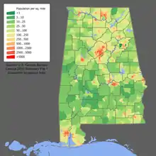 Image 53Alabama's population density, 2010 (from Alabama)