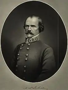 Albert Sidney Johnston wearing one version of Three Gold Stars and Wreath on a General's Collar