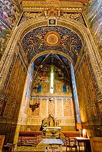 Chapel of Saint Claire, at the west end, below the "Last Judgement" Mural.