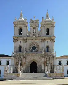 The facade of Alcobaça Monastery