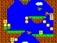 A screenshot from the video game Alex Kidd in Miracle World.