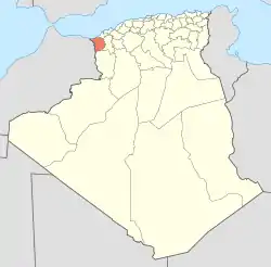 Map of Algeria highlighting Tlemcen Province