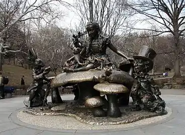 Alice in Wonderland sculpture in Central Park, 1959