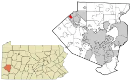 Location in Allegheny County and state of Pennsylvania