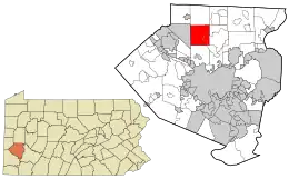 Location in Allegheny County and state of Pennsylvania