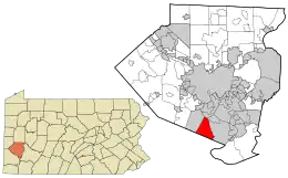 Location in Allegheny County and state of Pennsylvania