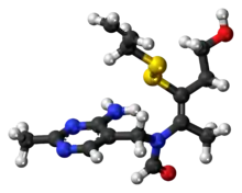 Ball-and-stick model of the allithiamine molecule