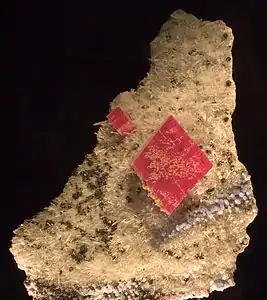 The Alma King is the largest known rhodochrosite crystal; it was found in the Sweet Home Mine near Alma, Colorado and donated to the Denver Museum of Nature and Science.