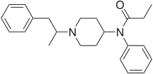 Chemical structure of alphamethylfentanyl.