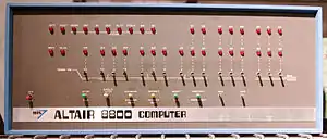 Various unusual stresses on the logo of the Altair 8800 computer, 1975.