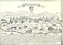 Lithograph depicting Altamura, taken from Cesare Orlandi's book Delle città d'Italia e sue isole adjacenti compendiose notizie (1770)