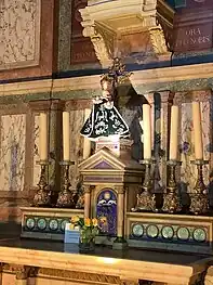 Detail of the altar of the Chapel of the Virgin, made of onyx encrusted with copper and enamel