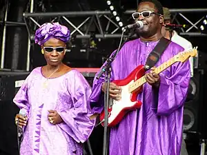 Image 22Malian musical duo Amadou et Mariam are known internationally for their music, combining Malian and international influences. (from Culture of Mali)