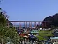 Amarube Viaduct with the Sea of Japan in the background