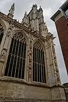 Chapels commissioned by Jean de la Grange, northwest corner, Amiens Cathedral (c. 1375). Note the use of curvilinear mouchettes and soufflets at the top of the windows.