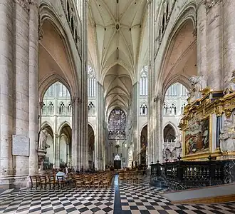 Transept vaults and pillars of Amiens Cathedral