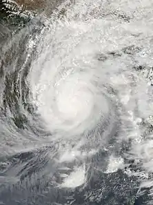 Satellite image of Amphan showing its curved rainbands