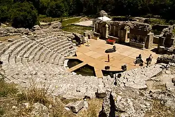 Ruins of an amphitheatre and other structures.